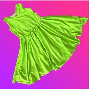 Dot Dot Smile DDS Tank Twirl-Neon Bright Green Dress - Size 5/6